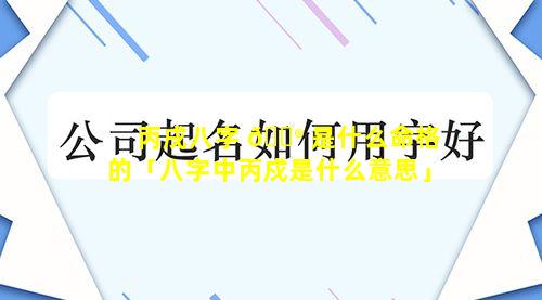 丙戌八字 💮 是什么命格的「八字中丙戍是什么意思」